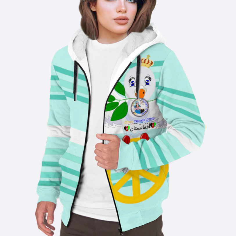 Plush Hoodie GLOBAL FREEDOM UNITED© Couple Afghanistan Light Green