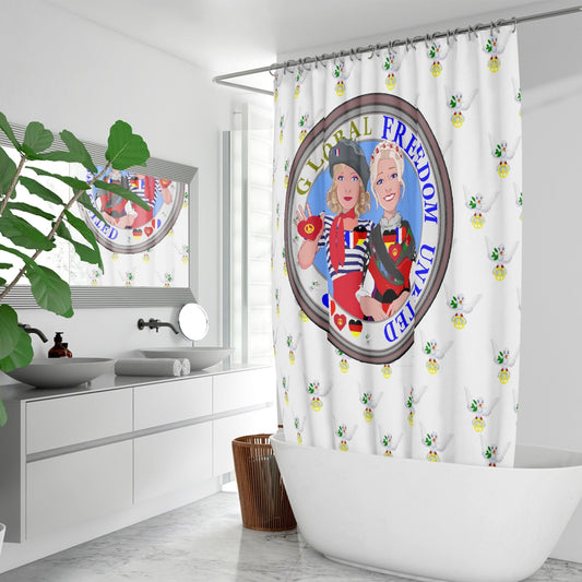 GLOBAL FREEDOM UNITED WOMEN FRENCH & GERMANY OLD PEACE WIGHT Quick-drying Shower Curtain