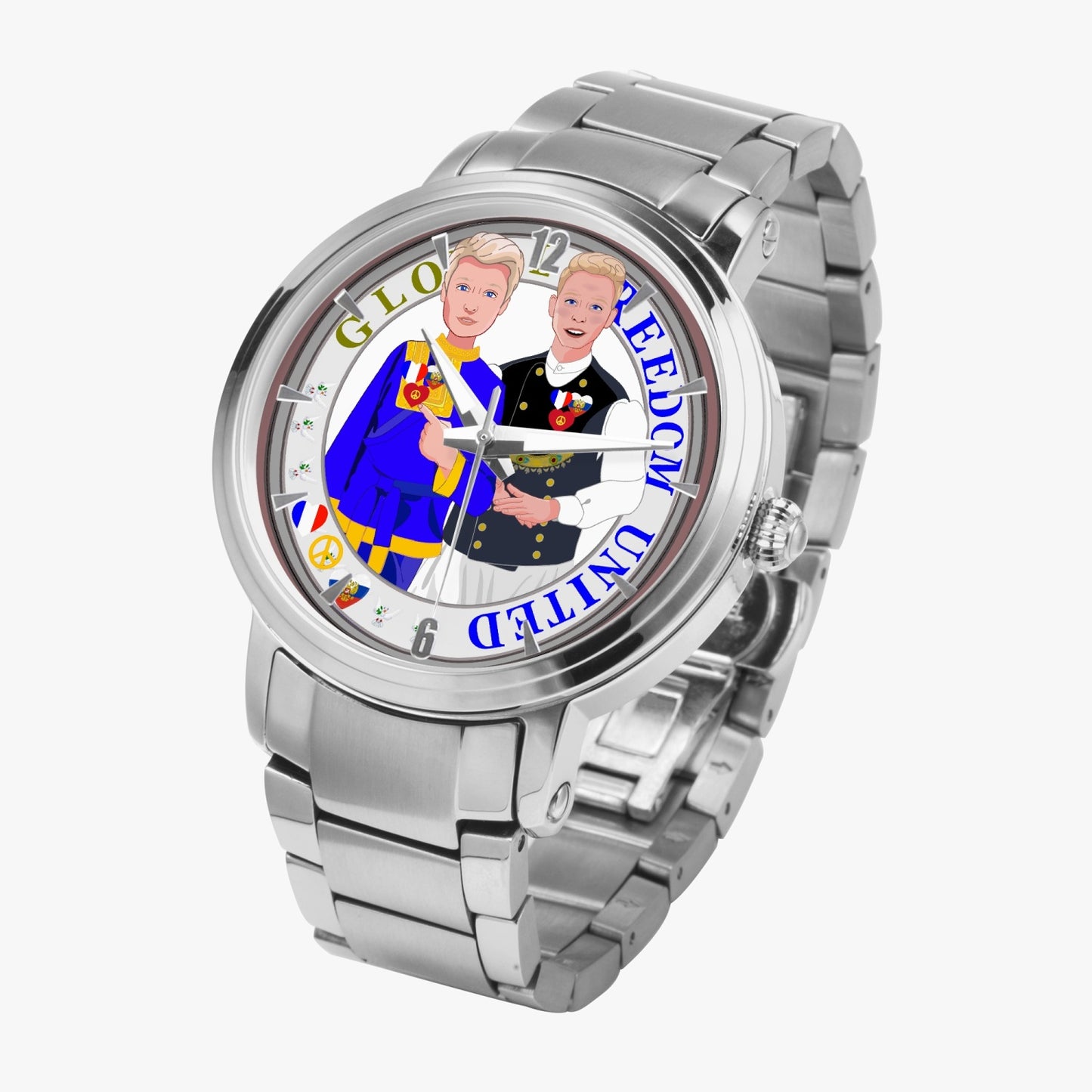 GLOBAL FREEDOM UNITED© New Steel Strap Automatic Watch (With Indicators) Men Russia & French V1