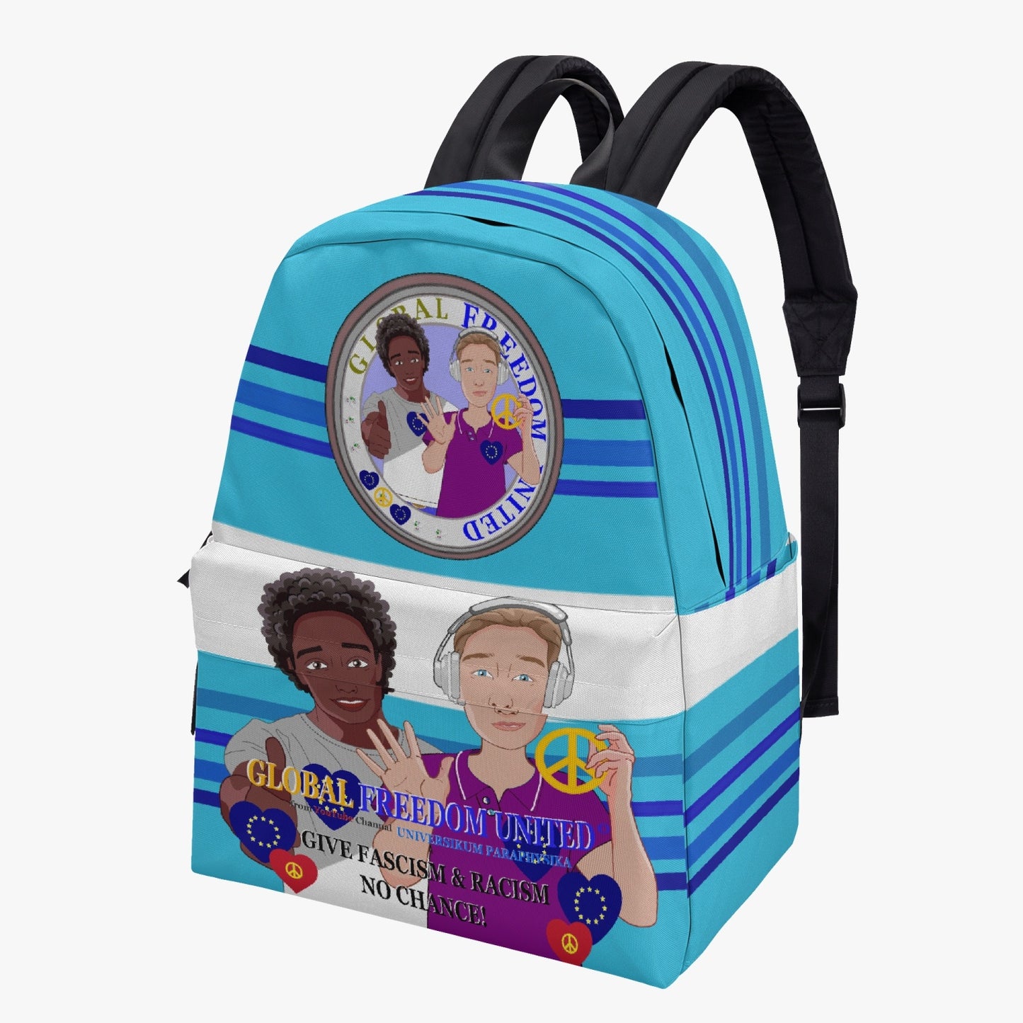 GLOBAL FREEDOM UNITED© Men Anti Fascism & Racism EU BLUE EUROPE All-over-print Canvas Backpack