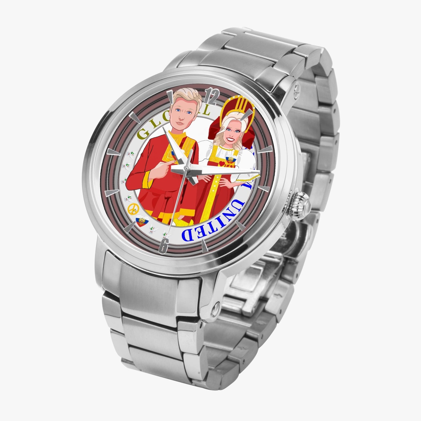 GLOBAL FREEDOM UNITED© Couple Russia New Steel Strap Automatic Watch (With Indicators)
