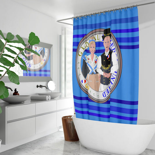 GLOBAL FREEDOM UNITED© Couple France Deep Blue - Quick-drying Shower Curtain