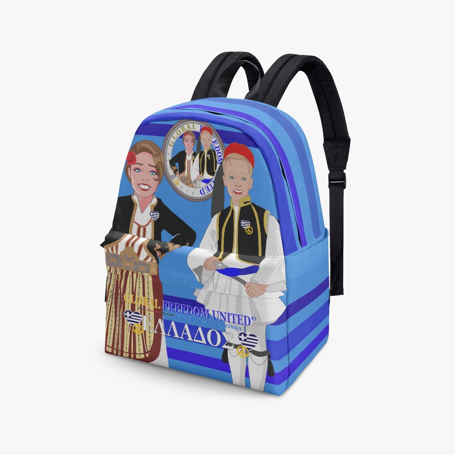 GLOBAL FREEDOM UNITED© Couple Greece Deep Blue - All-over-print Canvas Backpack