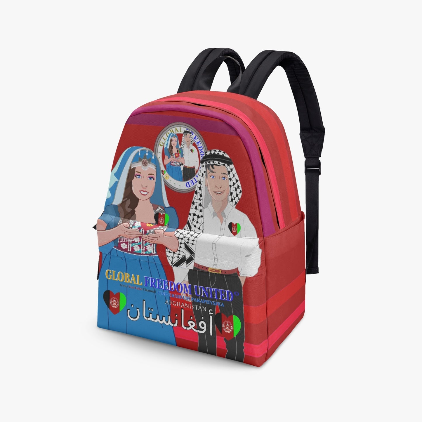 GLOBAL FREEDOM UNITED© Couple Afghanistan Red - All-over-print Canvas Backpack
