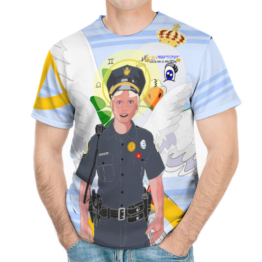 Men´s T-shirt GLOBAL FREEDOM UNITED© Archangel Michael As Policemen Light Blue