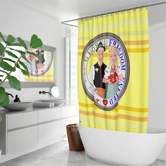 GLOBAL FREEDOM UNITED© Couple Poland Yellow - Quick-drying Shower Curtain