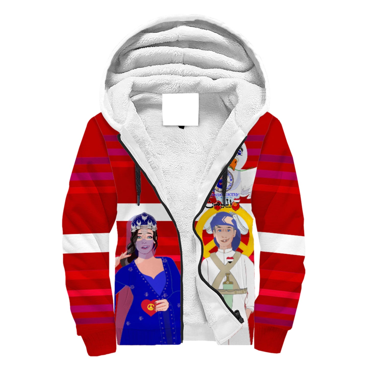 Plush Hoodie GLOBAL FREEDOM UNITED© Couple Yemen Red