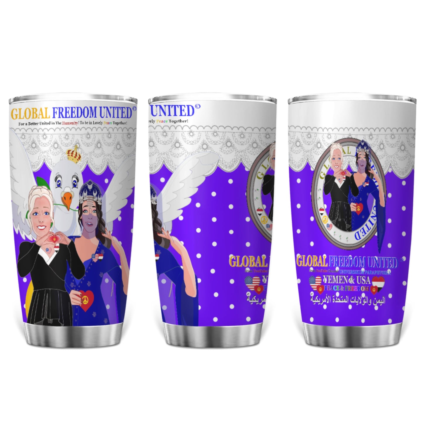 Tumbler GLOBAL FREEDOM UNITED© Women Yemen & USA Lilac2