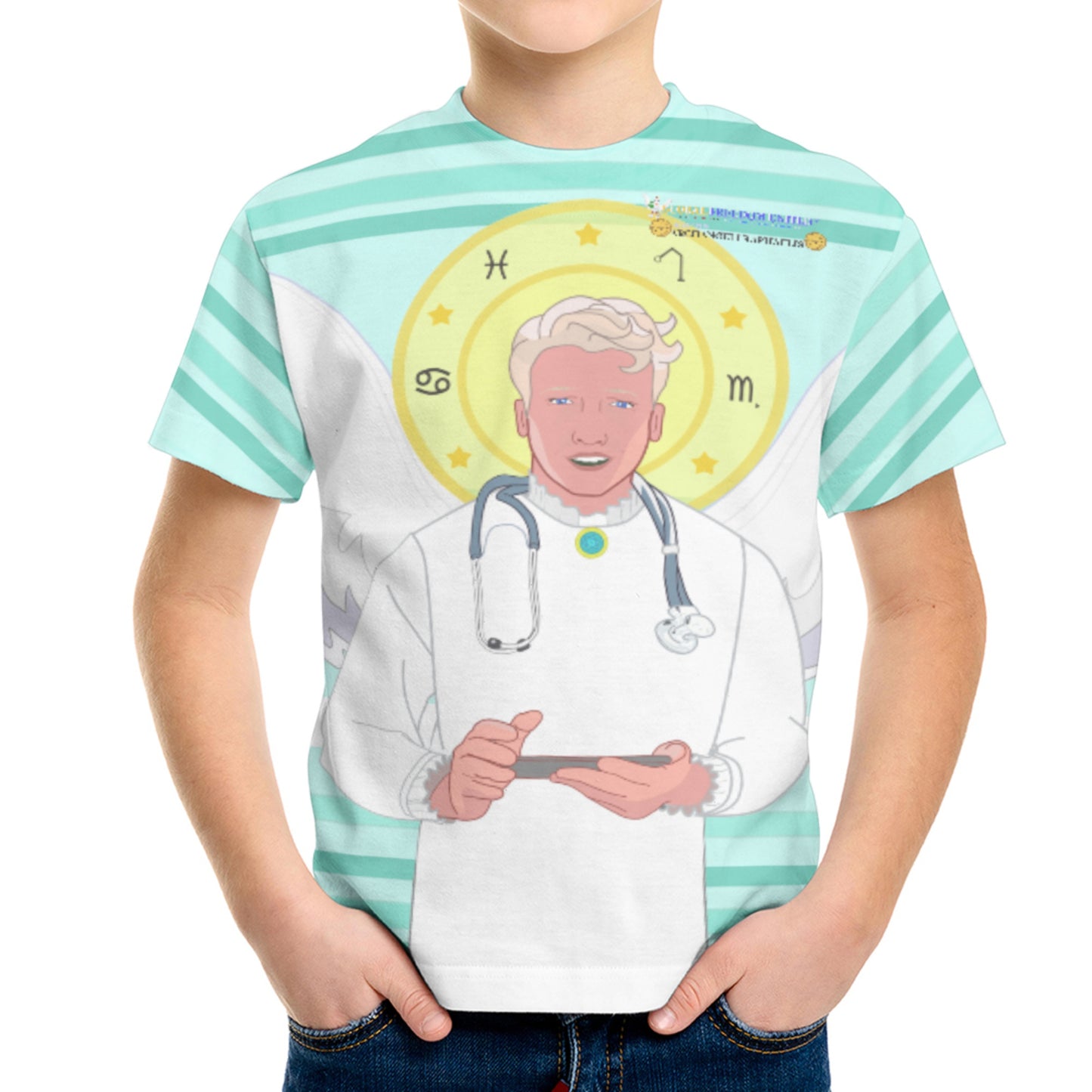 Kid´s T-shirt Global Freedom United© Archangel Rafael Old Latin Light Green