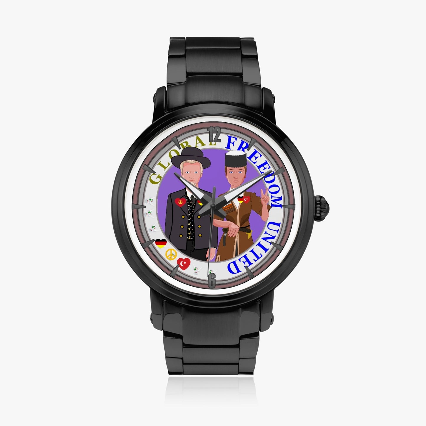 GLOBAL FREEDOM UNITED© New Steel Strap Automatic Watch (With Indicators) Men Germany & Tukrey