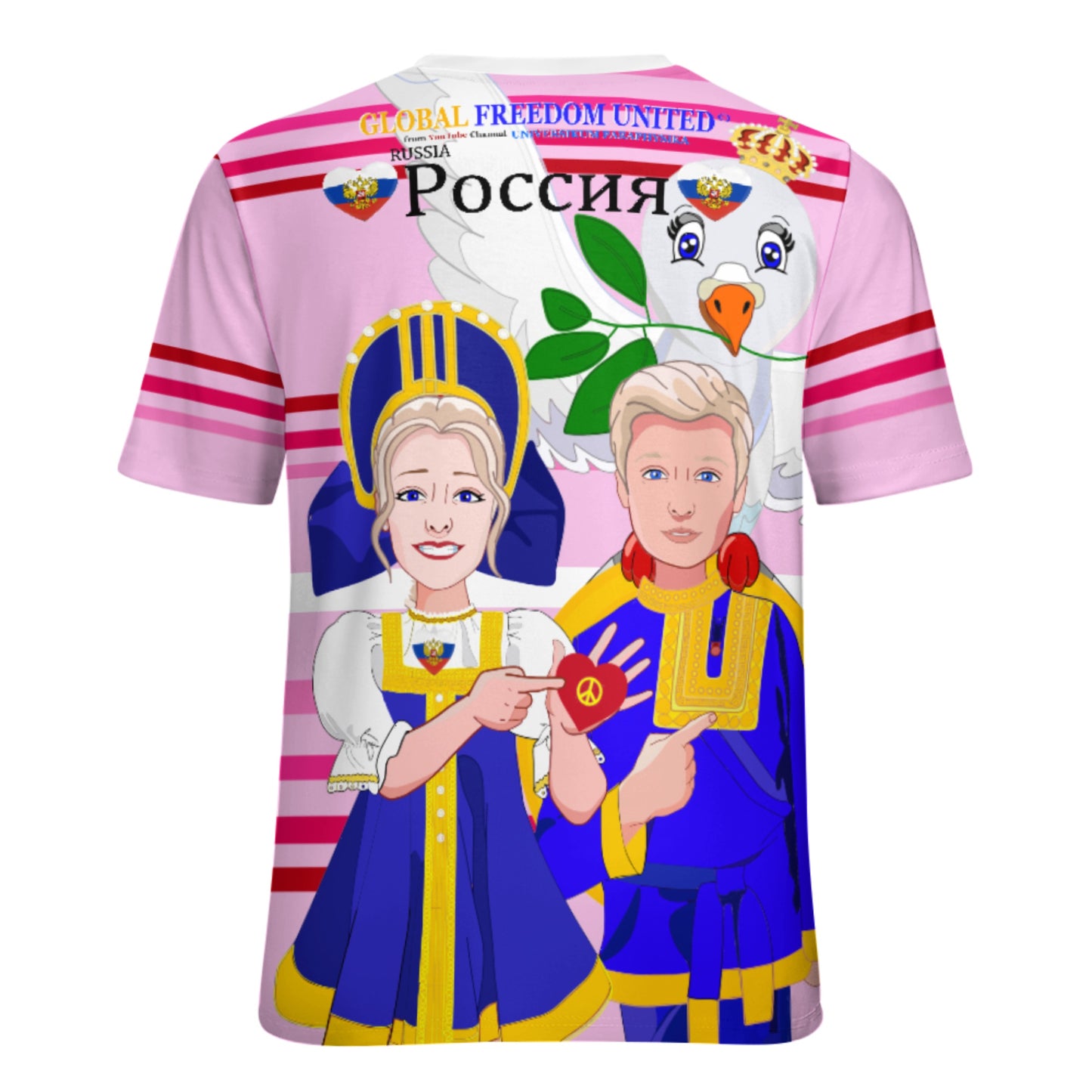 Women´s T-shirt GLOBAL FREEDOM UNITED© Couple Russia Pink1