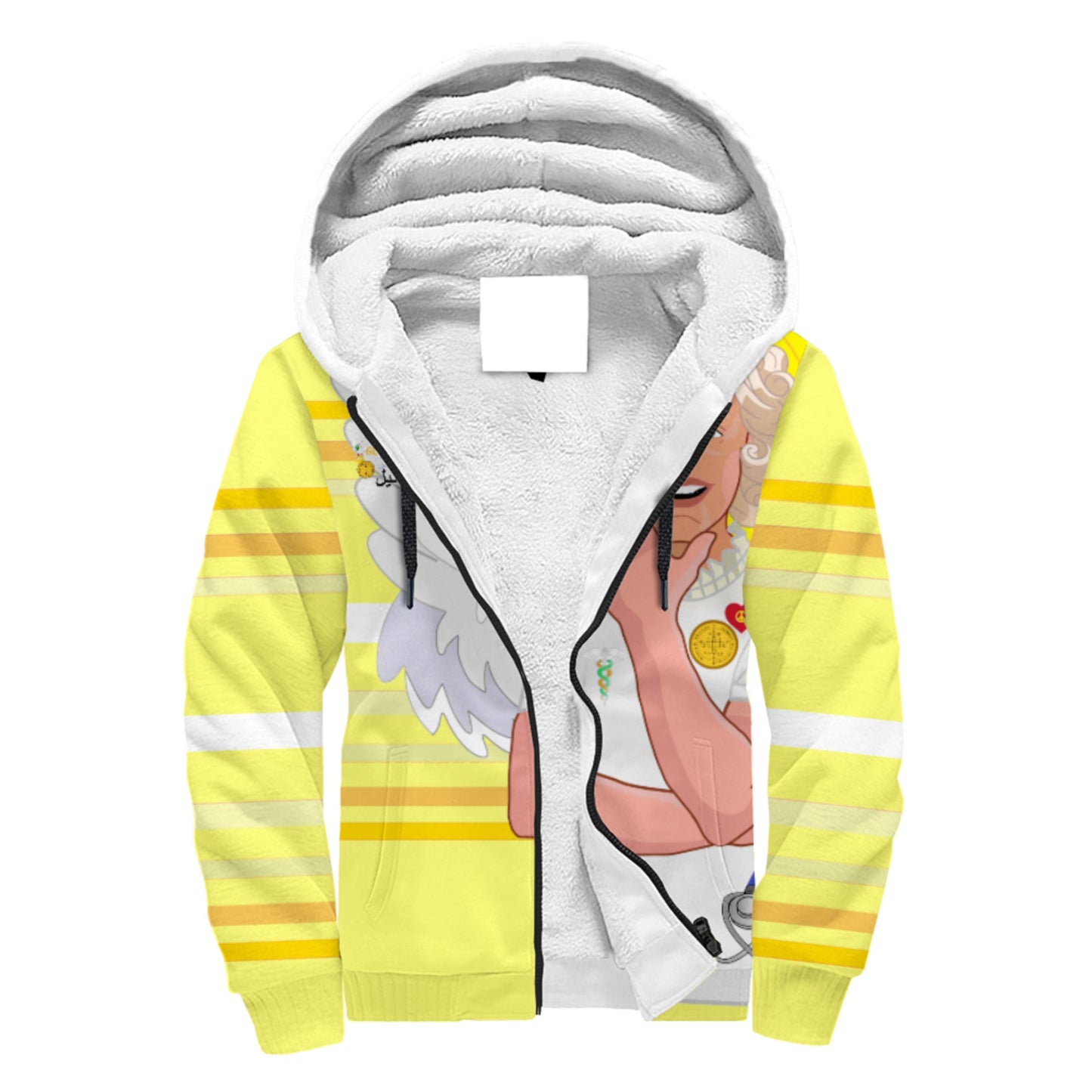 Plush Hoodie GLOBAL FREEDOM UNITED© Archangel Gabriel Arabic Yellow