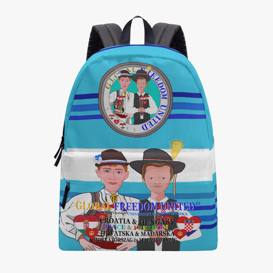 GLOBAL FREEDOM UNITED MEN CROATIA & HUNGARIA OLD PEACE  BLUE All-over-print Canvas Backpack
