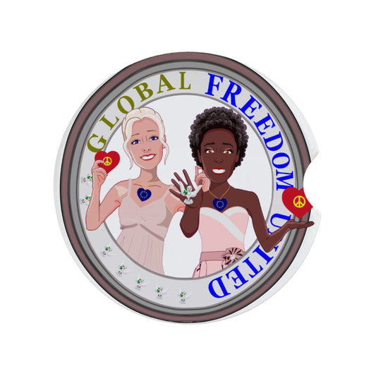 Ceramic Car Coaster GLOBAL FREEDOM UNITED© Anti Racism & Fascism  Women