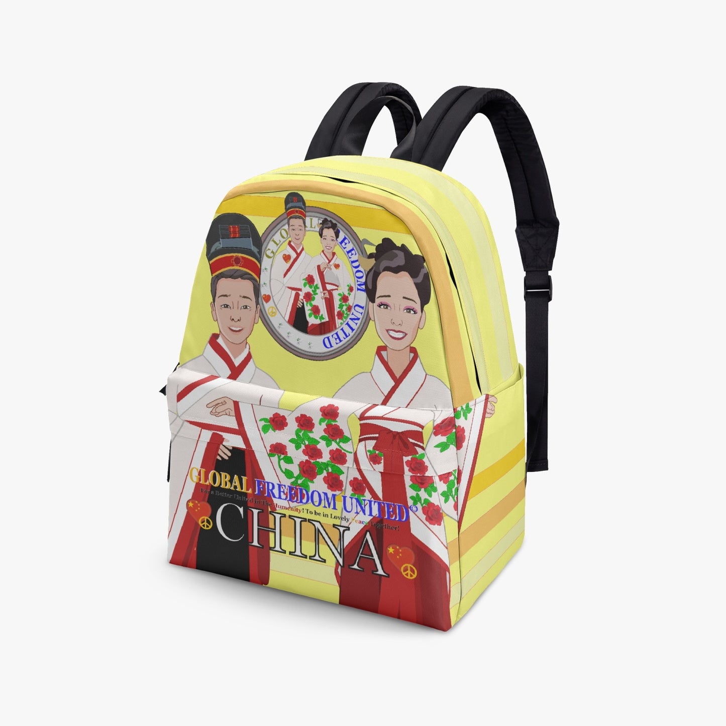 GLOBAL FREEDOM UNITED© Couple China Yellow - All-over-print Canvas Backpack
