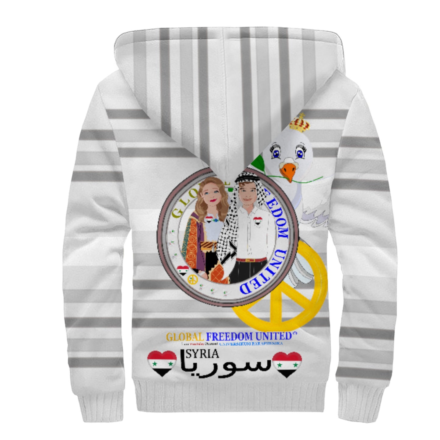 Plush Hoodie GLOBAL FREEDOM UNITED© Couple Syria Grey