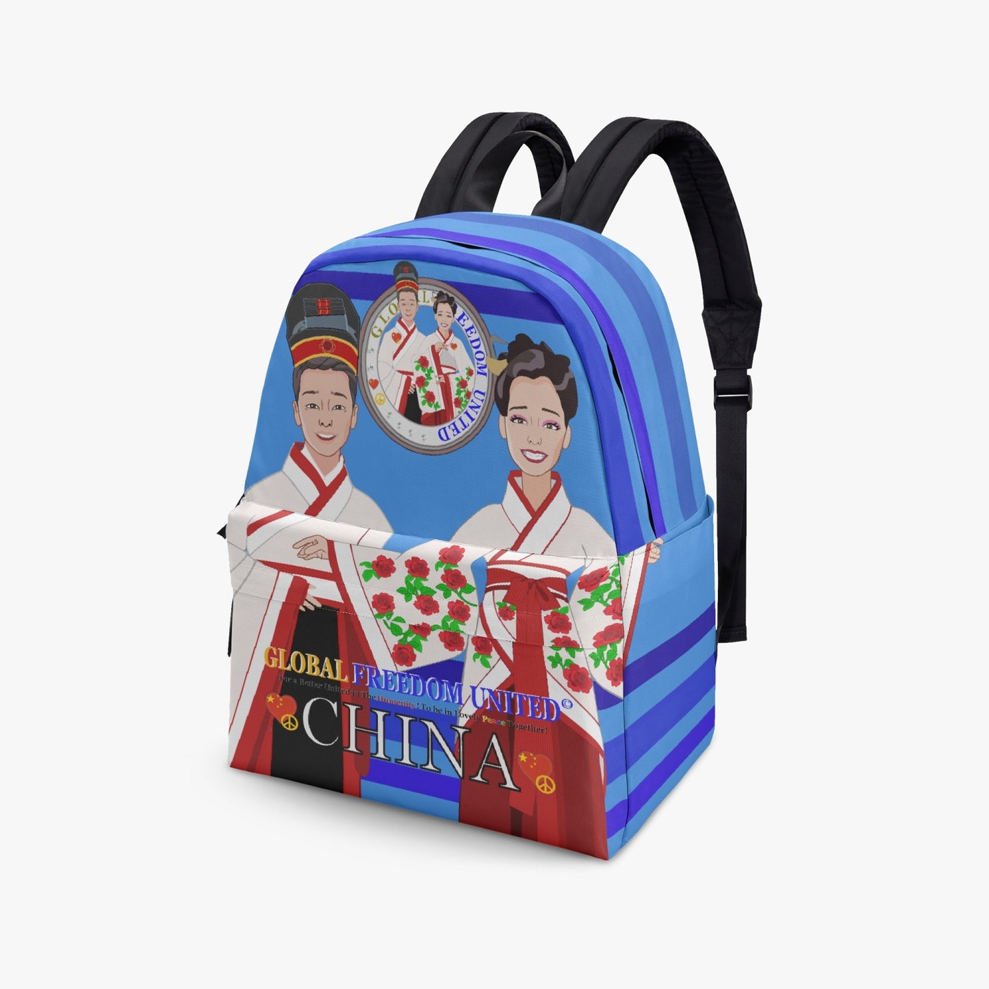 GLOBAL FREEDOM UNITED© Couple China Deep Blue - All-over-print Canvas Backpack