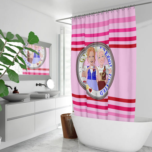 Quick-drying Shower Curtain GLOBAL FREEDOM UNITED© Women Albania & Serbia Pink