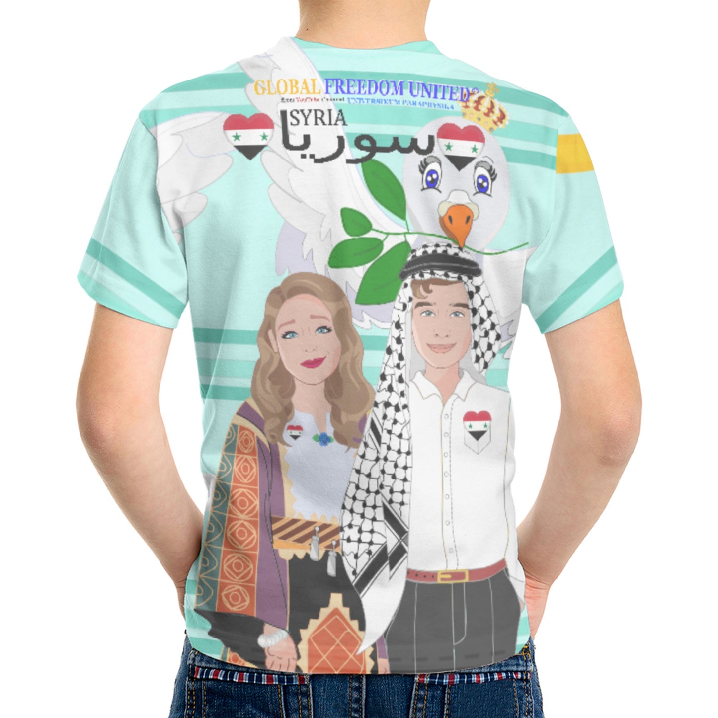 Kid´s T-shirt GLOBAL FREEDOM UNITED© Couple Syria Light Green