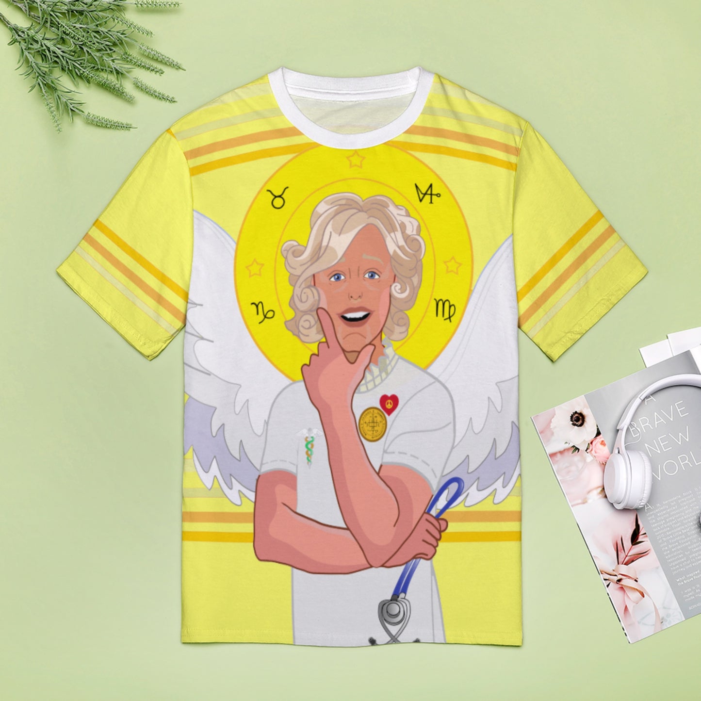 Women´s T-shirt 2 GLOBAL FREEDOM UNITED© Archangel Gabriel Croatia Yellow