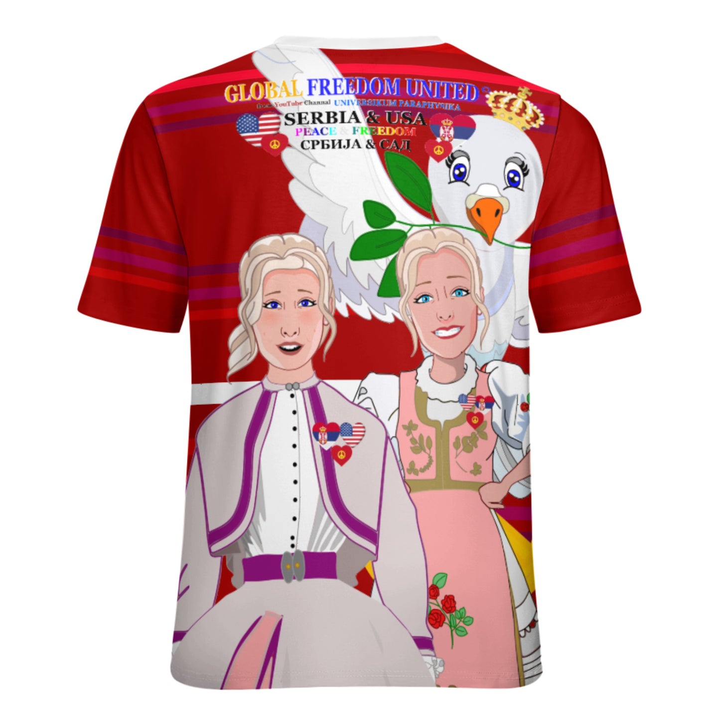 Women´s T-shirt 3 GLOBAL FREEDOM UNITED© Women Serbia & USA Red