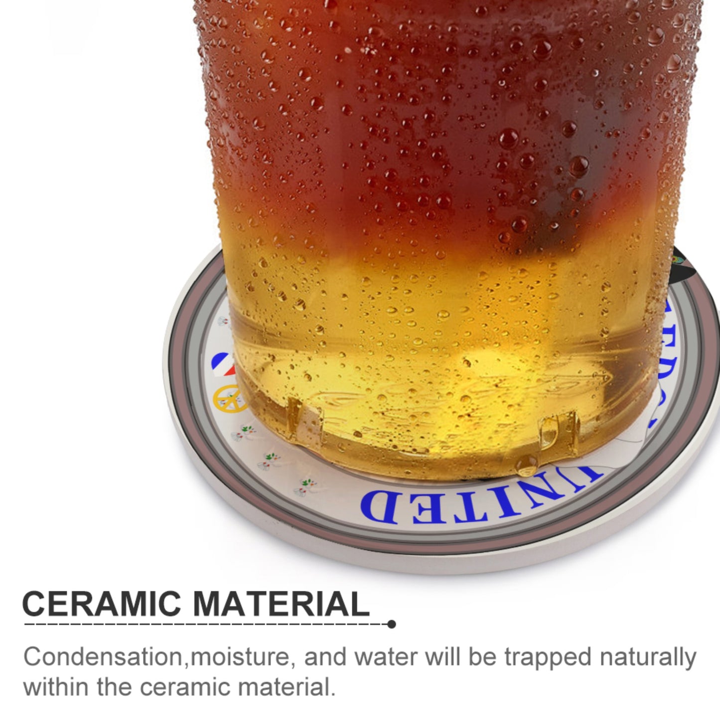 Ceramic Coasters GLOBAL FREEDOM UNITED© Couple French