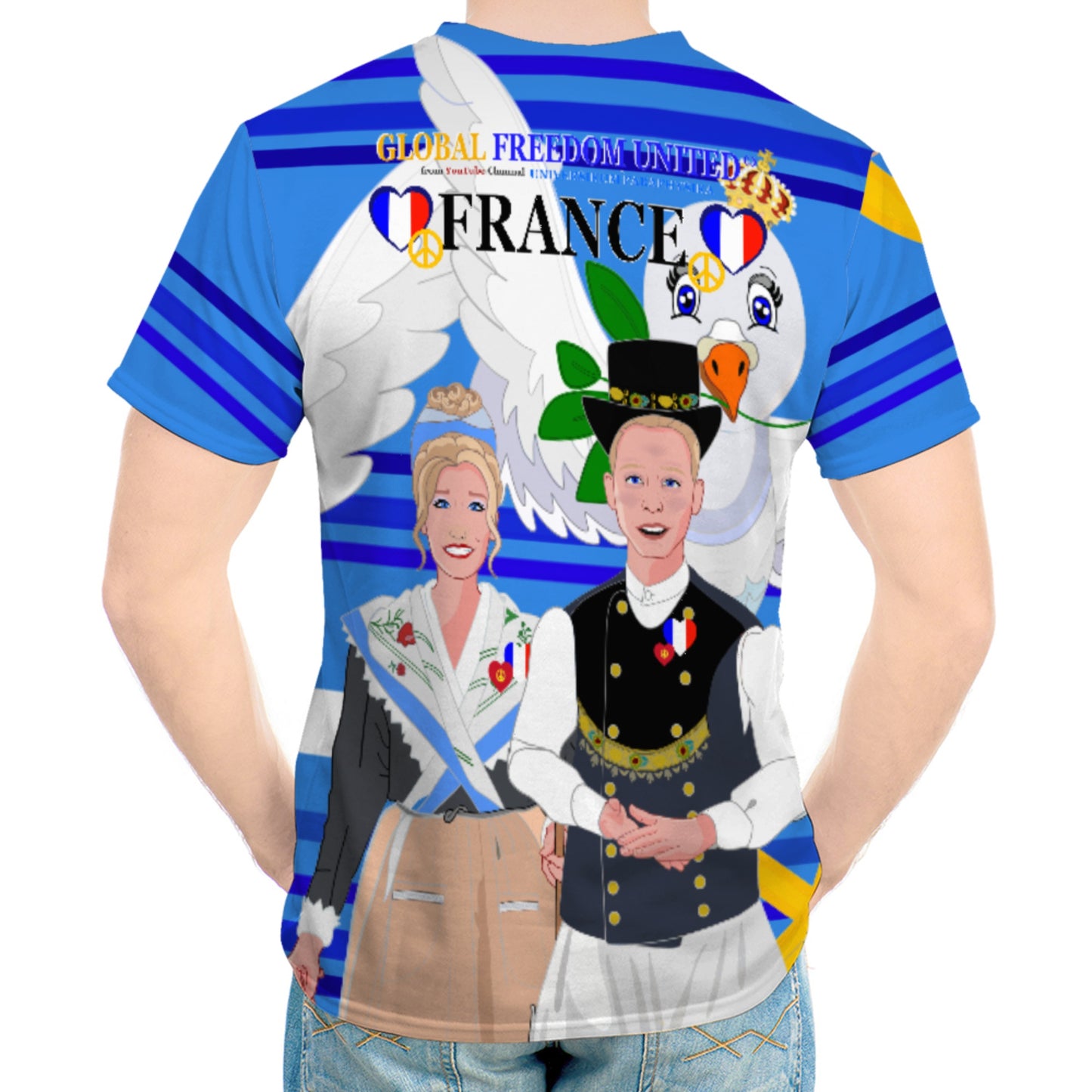 Men´s T-shirt GLOBAL FREEDOM UNITED© Couple French Deep Blue
