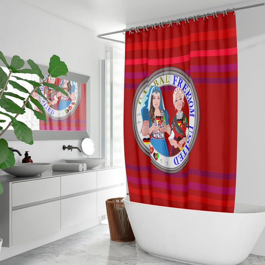 Quick-drying Shower Curtain GLOBAL FREEDOM UNITED© Women Afghanistan & Germany Red