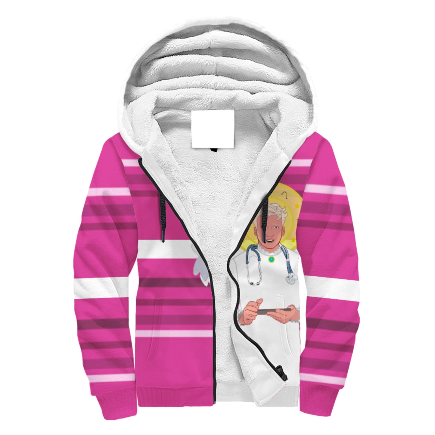 Plush Hoodie GLOBAL FREEDOM UNITED© Archangel Rafael Arabic Pink2