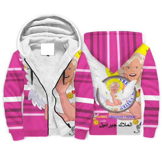 Plush Hoodie GLOBAL FREEDOM UNITED© Archangel Gabriel Arabic Pink2