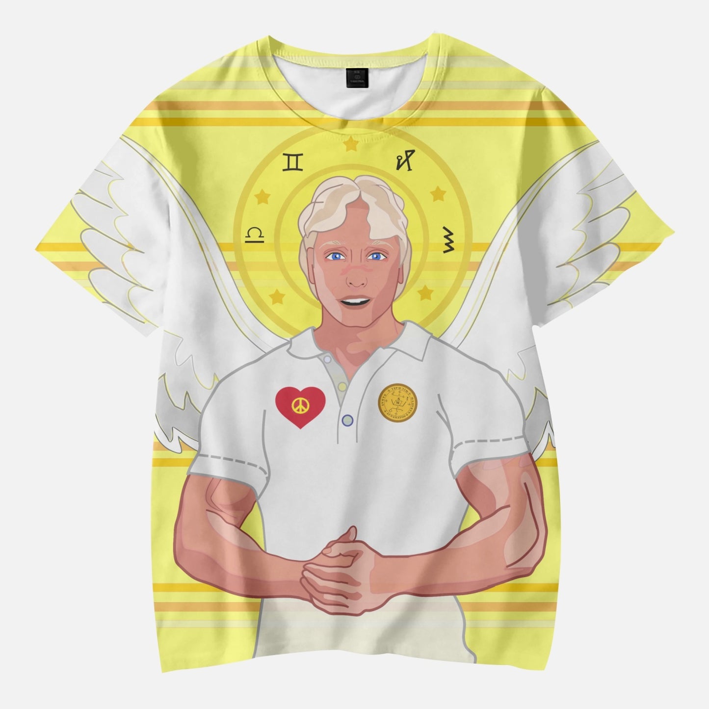 AOP Kids' Short T-Shirts GLOBAL FREEDOM UNITED ARCHANGEL MICHAEL GERMAN  YELLOW