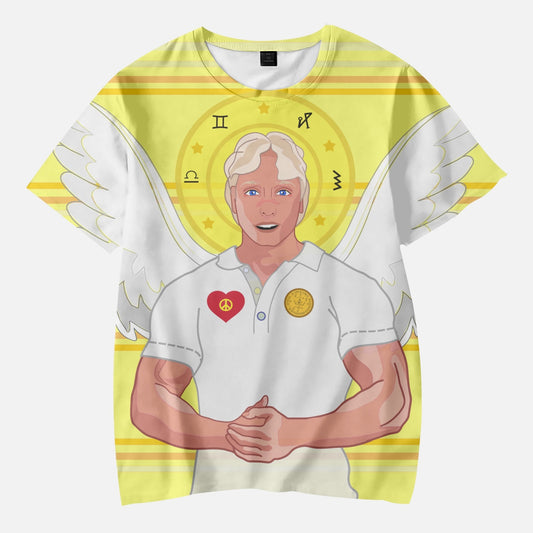 AOP Kids' Short T-Shirts GLOBAL FREEDOM UNITED ARCHANGEL MICHAEL GERMAN  YELLOW