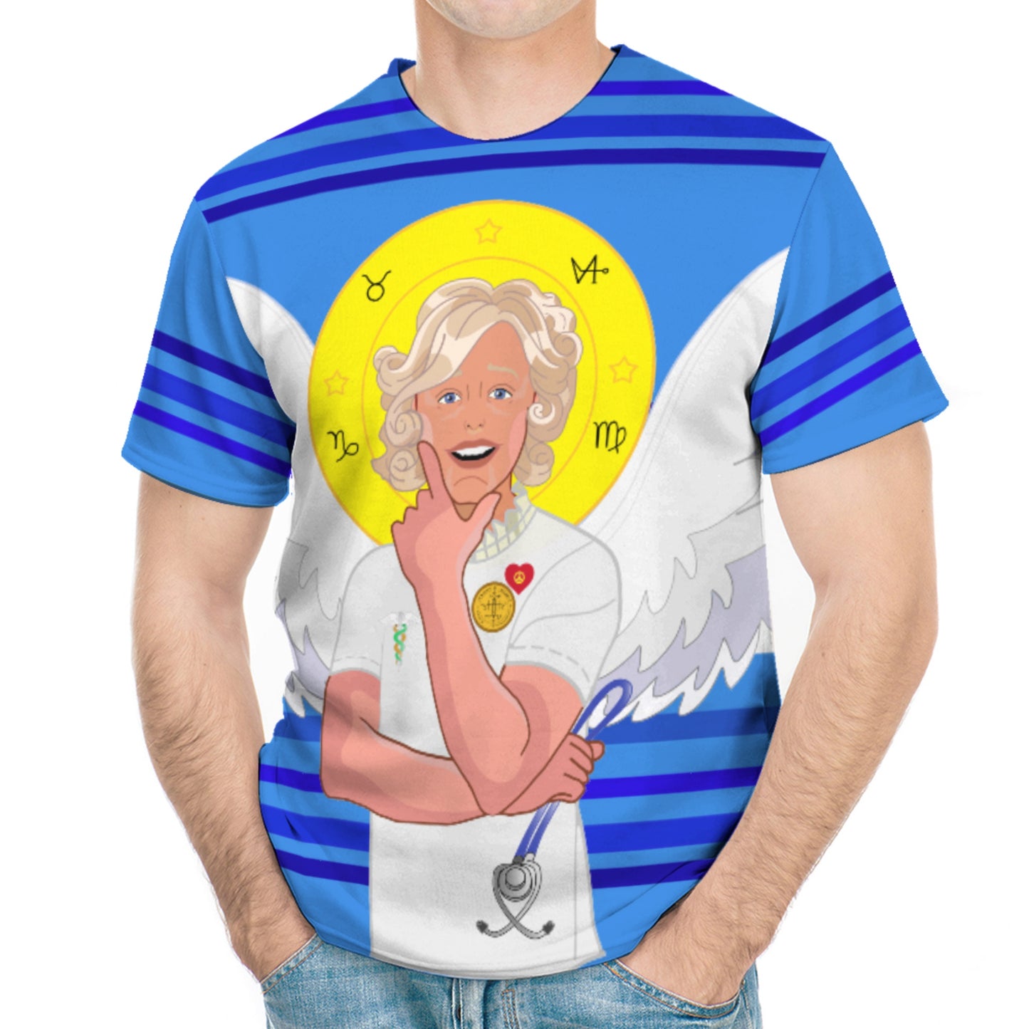 Men´s T-shirt GLOBAL FREEDOM UNITED© Archangel Gabriel Croatia Deep Blue