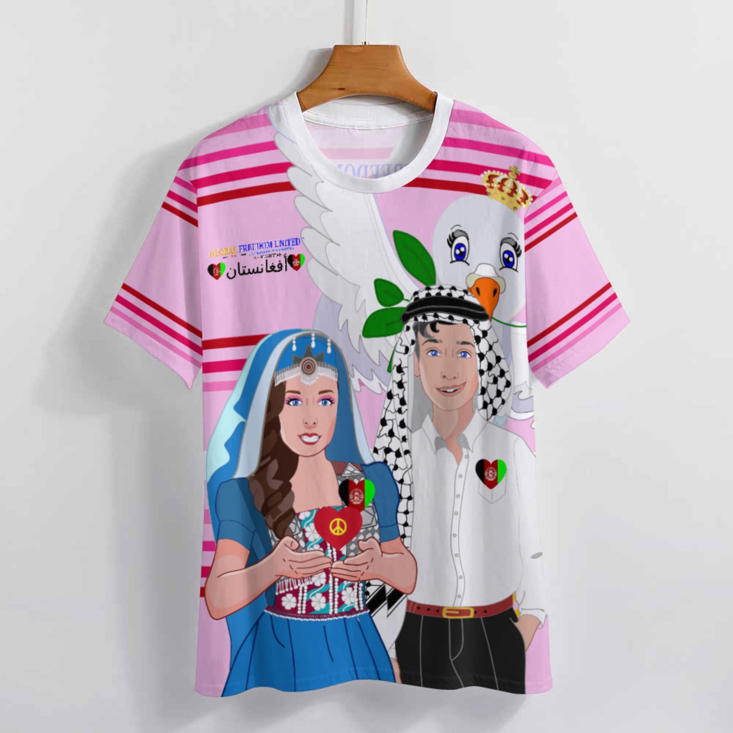 Women´s T-shirt 2 GLOBAL FREEDOM UNITED© Couple Afghanistan Pink 1