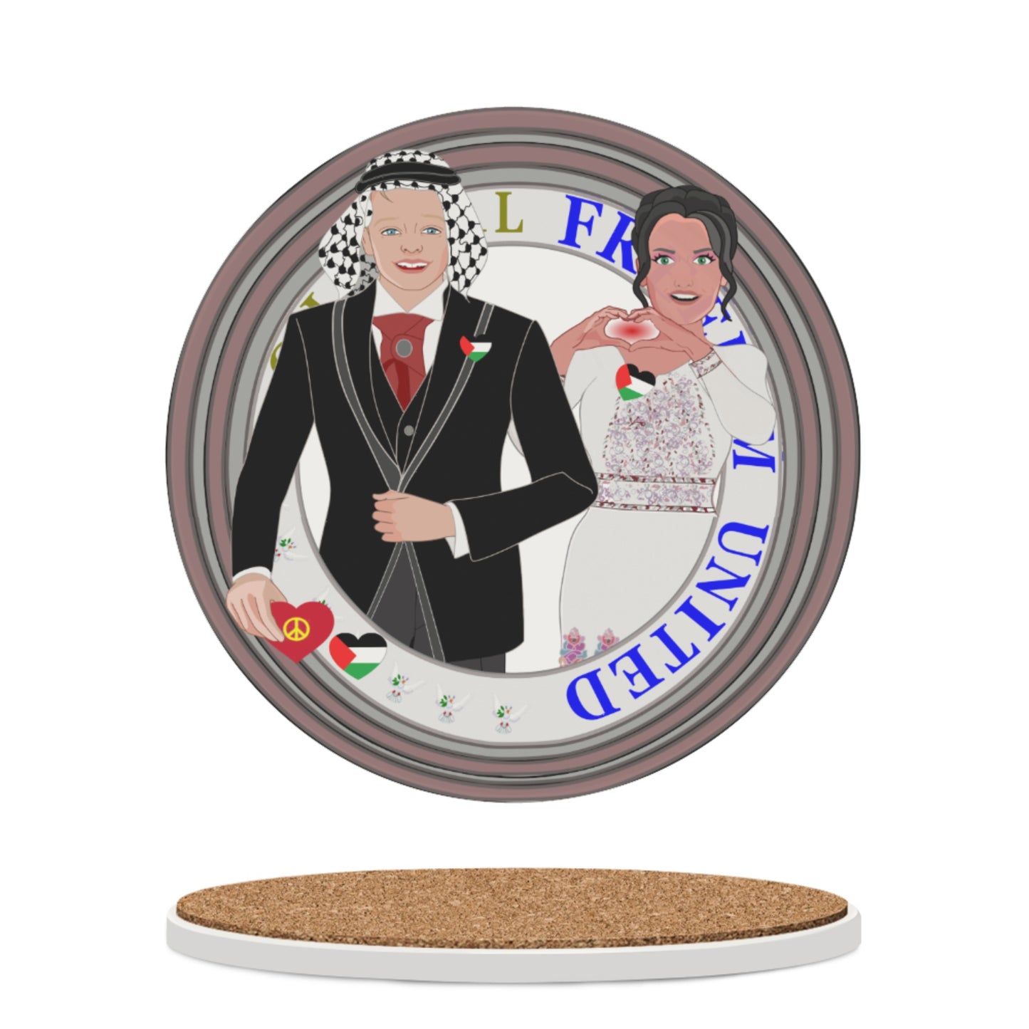 Ceramic Coasters Global Freedom United© Couple Palestina