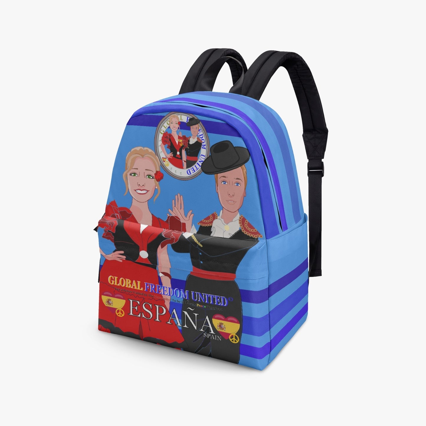 GLOBAL FREEDOM UNITED© Couplen Spain Deep Blue - All-over-print Canvas Backpack