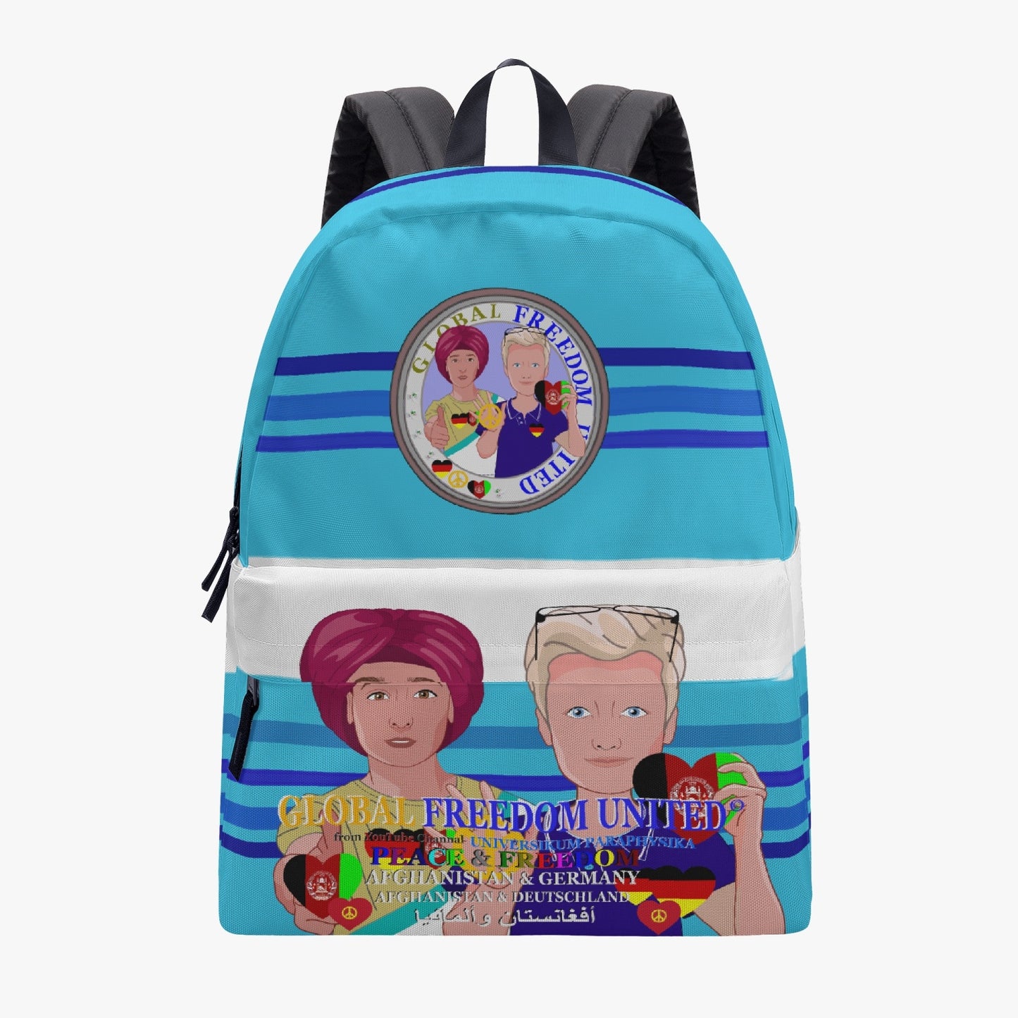 GLOBAL FREEDOM UNITED MEN AFGHANISTAN & GERMANY OLD PEACE BLUE All-over-print Canvas Backpack
