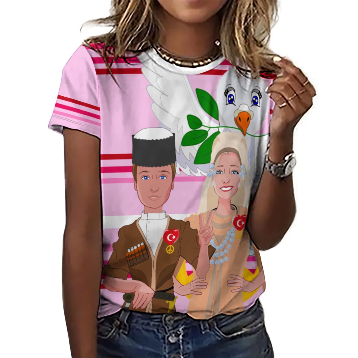 Women´s T-shirt GLOBAL FREEDOM UNITED© Couple Turkey Pink1