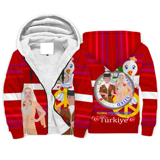 Plush Hoodie GLOBAL FREEDOM UNITED© Couple Turkey Red