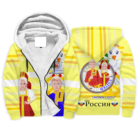 Plush Hoodie GLOBAL FREEDOM UNITED© Couple Russia Yellow