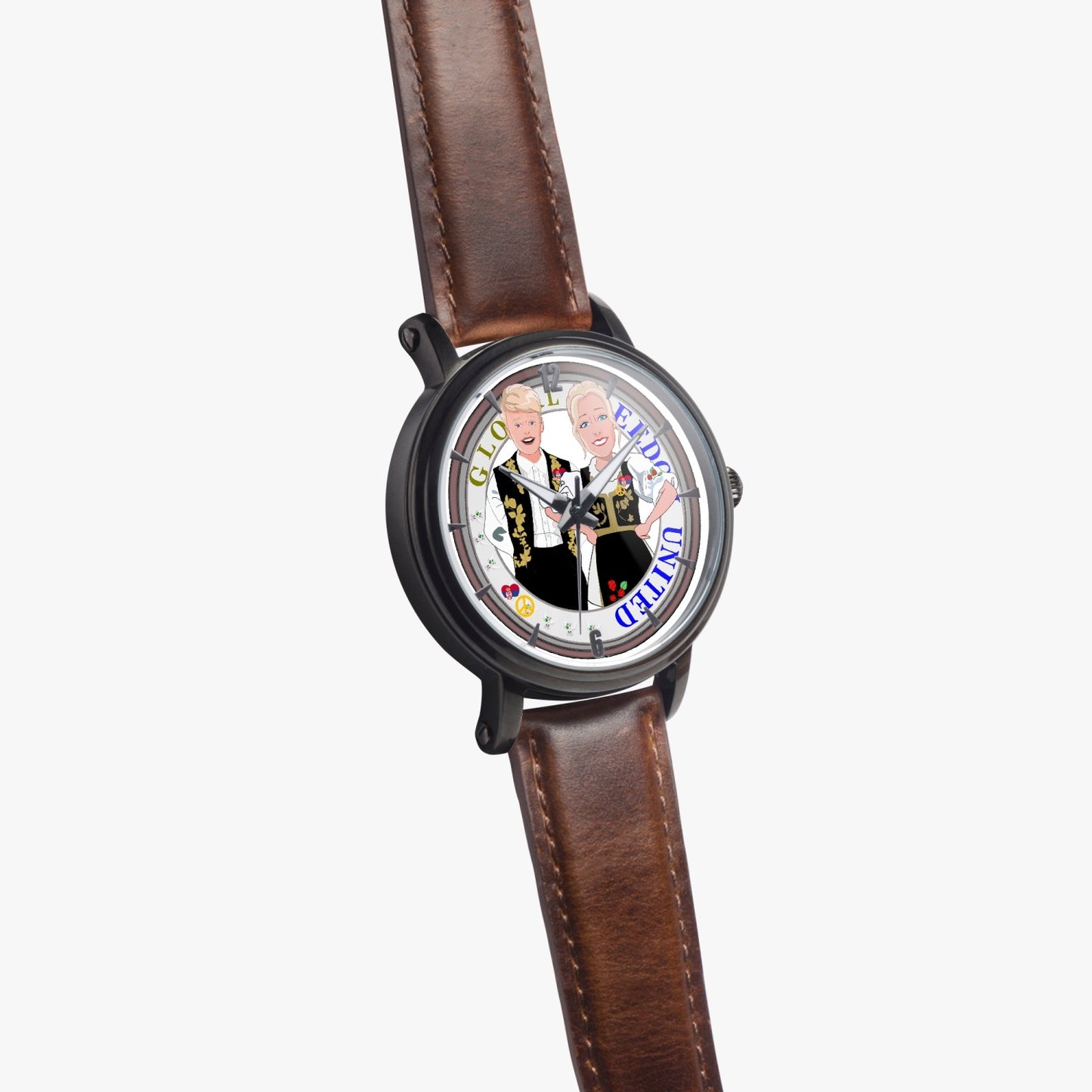 46mm Unisex Automatic Watch(Black) GLOBAL FREEDOM UNITED© COUPLE EDITION SERBIA BLACK