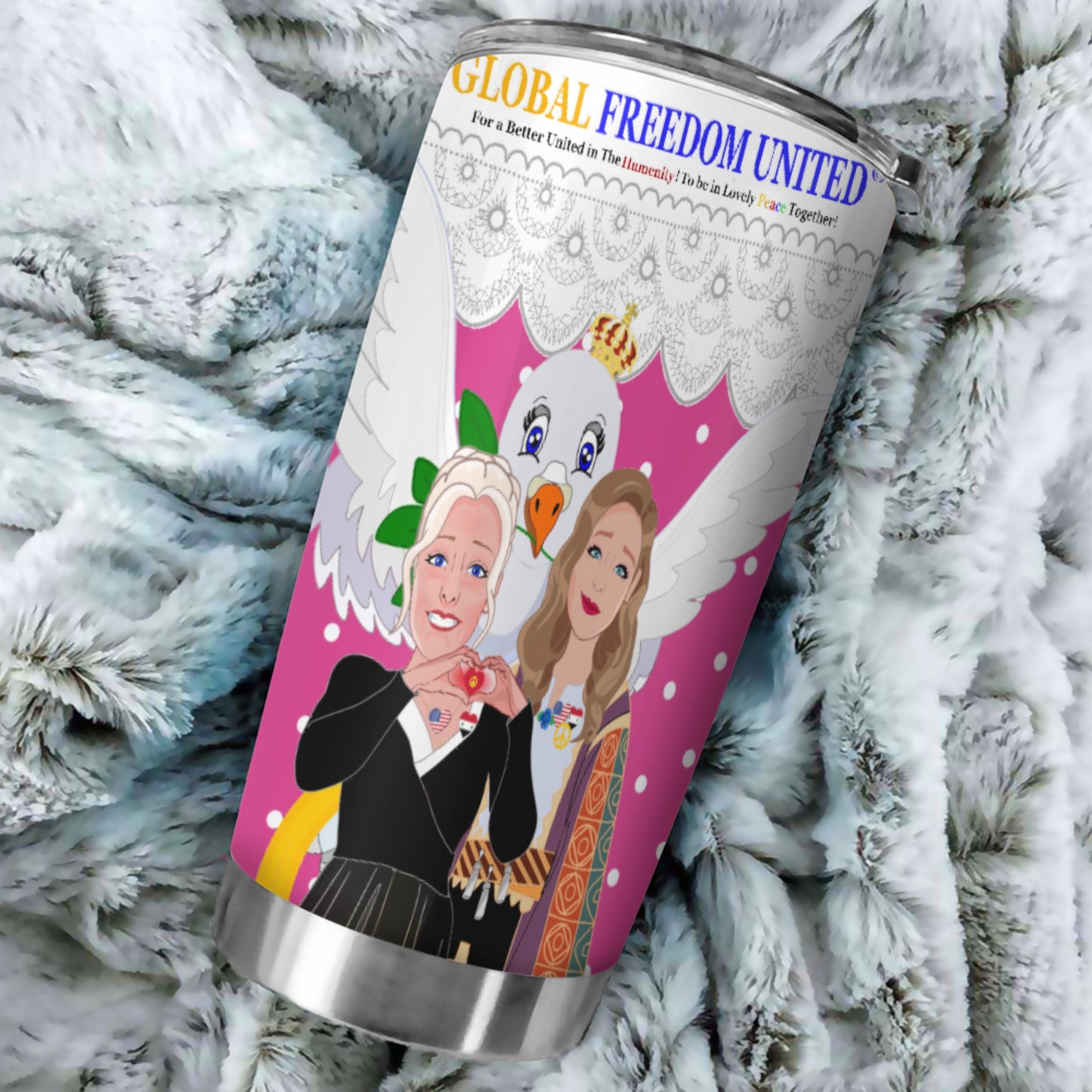 Tumbler GLOBAL FREEDOM UNITED© Women Syria & USA Pink2