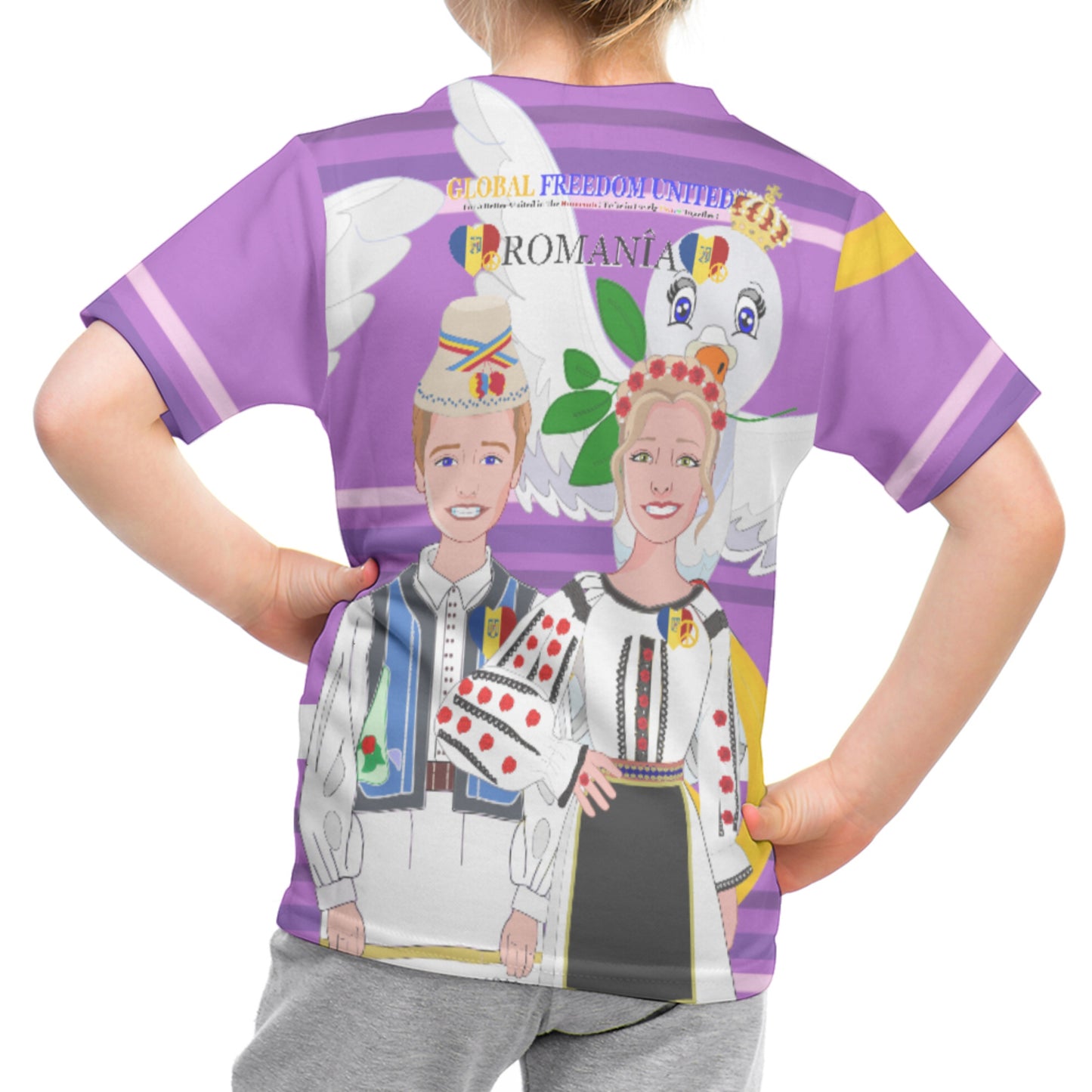 Kid´s T-shirt GLOBAL FREEDOM UNITED© Couple Romania Lilac