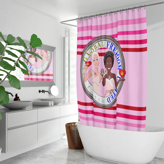 Quick-drying Shower Curtain Quick-drying Shower Curtain GLOBAL FREEDOM UNITED© Men Anti Fascism & Racism USA Pink