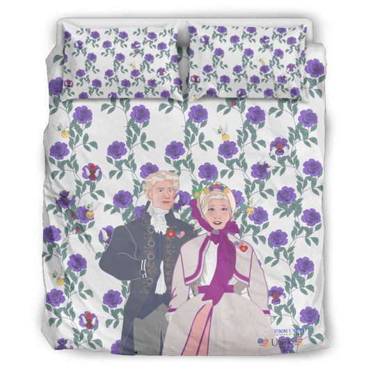 Bed Line GLOBAL FREEDOM UNITED© Couple USA Traditional Lilac Roses