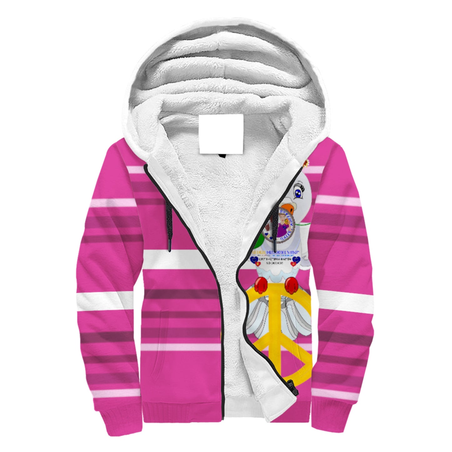 Plush Hoodie GLOBAL FREEDOM UNITED© Men Anti Racism & Fascism Pink2