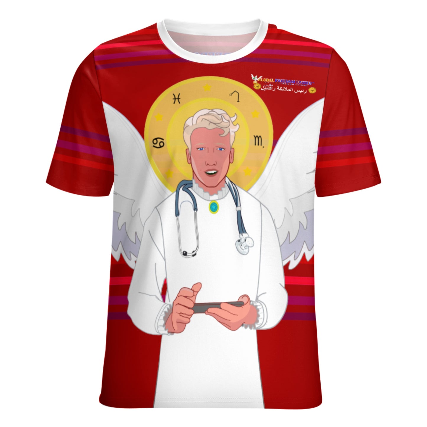 Women´s T-shirt GLOBAL FREEDOM UNITED© Archangel Rafael Arabic Red