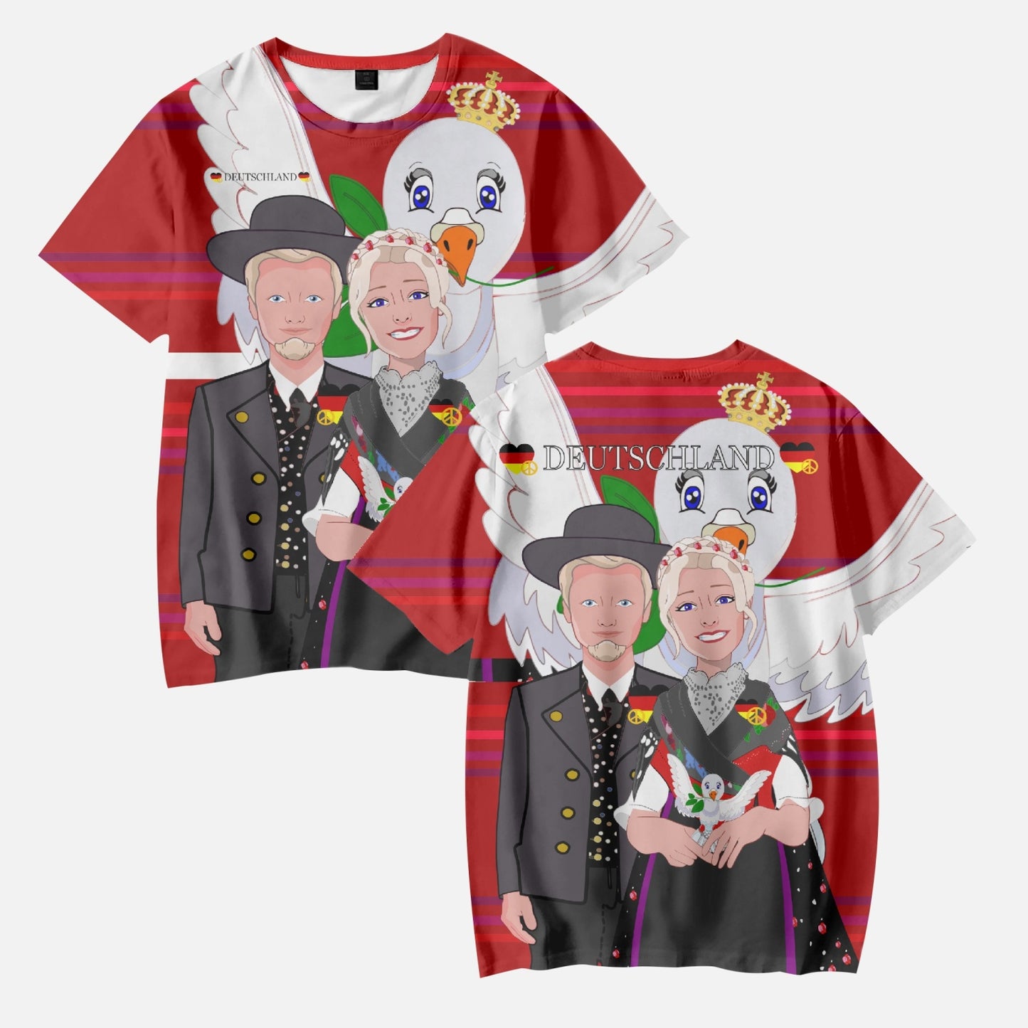 AOP Kids' Short T-Shirts GLOBAL FREEDOM UNITED COUPLE EDITION GERMANY V1 RED