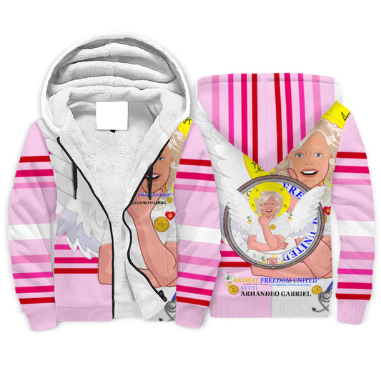 Plush Hoodie GLOBAL FREEDOM UNITED© Archangel Gabriel Croatia Pink1