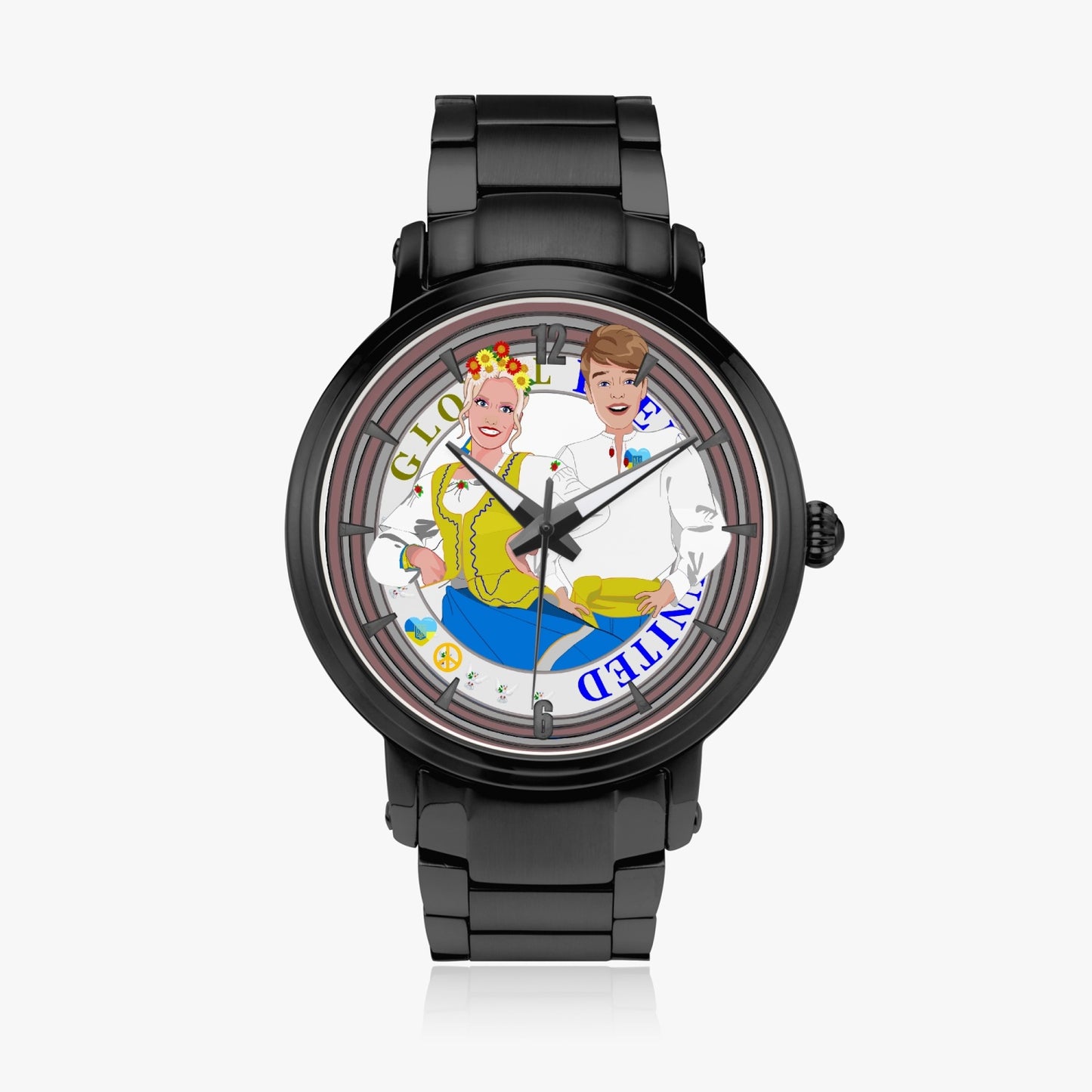 GLOBAL FREEDOM UNITED© Couple Ukrain New Steel Strap Automatic Watch (With Indicators)